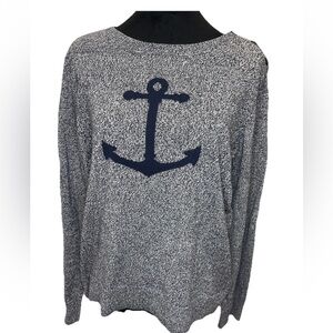 Nautica ladies anchor lightweight‎ pullover sweater size L 100% cotton beachy